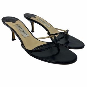 Jimmy Choo kitten sandal heel black leather 39.5